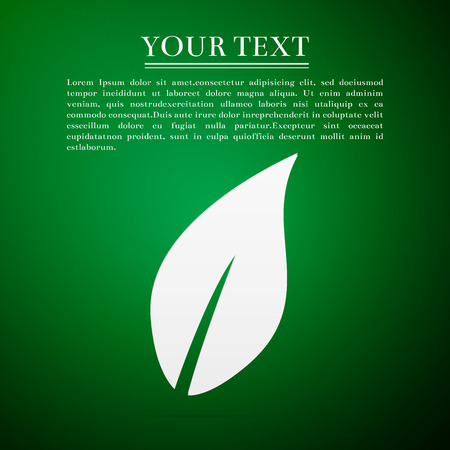 Leaf flat icon on green background. Vector Illustrationのイラスト素材
