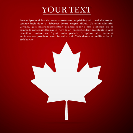 Canadian Maple Leaf flat icon on red background. Vector Illustrationのイラスト素材
