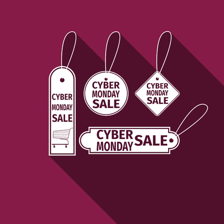 Cyber Monday Sale tag flat icon with long shadow. Vector Illustrationのイラスト素材