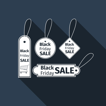 Black Friday sales tag flat icon with long shadow. Vector Illustrationのイラスト素材