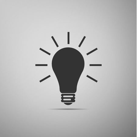 Light bulb flat icon on grey background. Vector Illustrationのイラスト素材