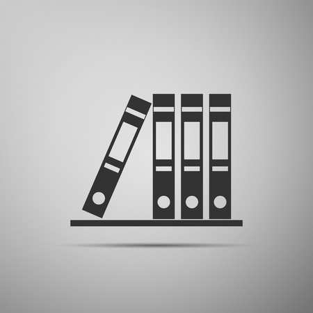 Office folders with papers and documents. Archives folder flat icon on grey background. Vector Illustrationのイラスト素材