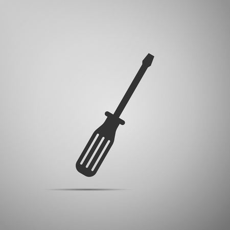 Screwdriver flat icon on grey background. Vector Illustrationのイラスト素材