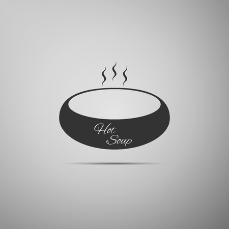 Bowl of hot soup flat icon on grey background. Vector Illustrationのイラスト素材