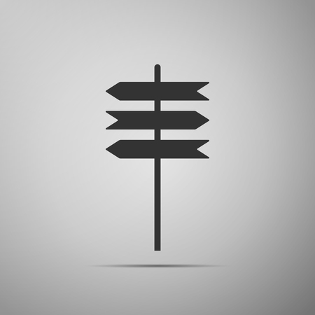 Road sign icon. Signpost flat icon on grey background. Pointer symbol. Vector Illustrationのイラスト素材