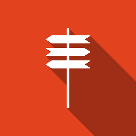 Road sign icon. Signpost flat icon with long shadow. Pointer symbol. Vector Illustration.のイラスト素材