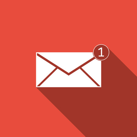 Received message concept. New, email incoming message, sms. Mail delivery service. Envelope flat icon with long shadow. Vector Illustration.のイラスト素材