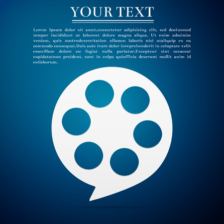Film reel flat icon on blue background. Vector Illustrationのイラスト素材