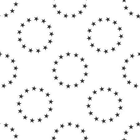 Stars in circle icon seamless pattern on white background.のイラスト素材
