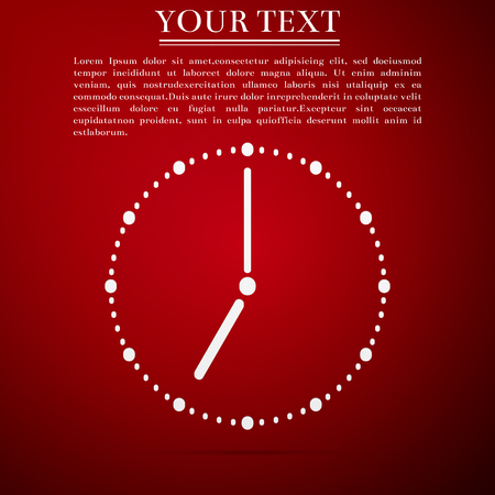 Clock flat icon on red background. Vector Illustrationのイラスト素材