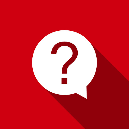 Question mark in circle icon isolated with long shadow. Hazard warning symbol. Flat design. Vector Illustrationのイラスト素材