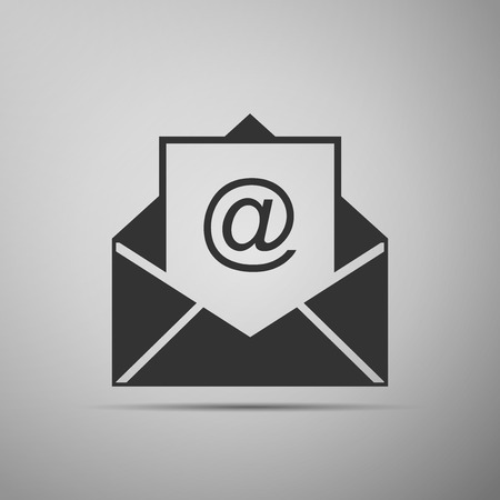 Mail and e-mail icon isolated on grey background. Envelope symbol e-mail. Email message sign. Flat design. Vector Illustrationのイラスト素材
