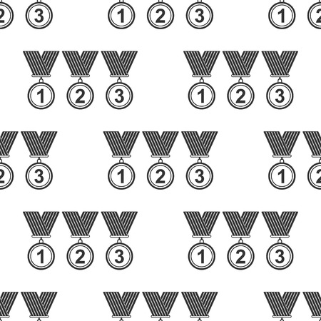 Medal set icon seamless pattern on white background. Winner simbol. Flat design. Vector Illustrationのイラスト素材