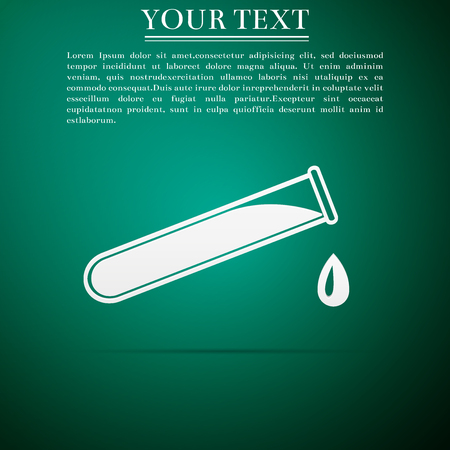 Test tube and flask - chemical laboratory test icon isolated on green background. Flat design vector illustration.のイラスト素材