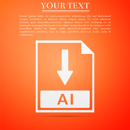AI file document icon. Download AI button icon isolated on orange background. Flat design. Vector Illustrationのイラスト素材