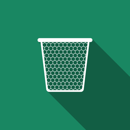 Trash can icon isolated with long shadow flat design vector Illustration.のイラスト素材