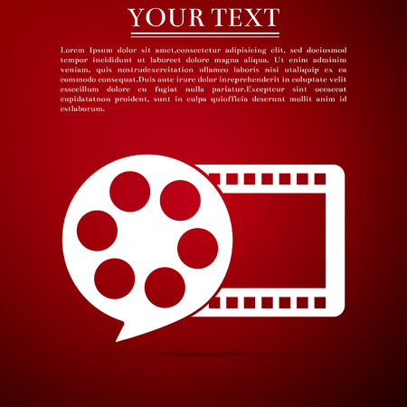 Film reel and play video movie film icon isolated on red background. Flat design. Vector Illustrationのイラスト素材