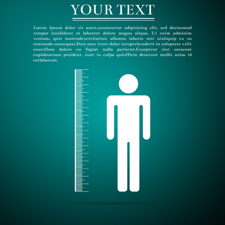 Measuring height body icon isolated on green background. Flat design vector Illustration.のイラスト素材