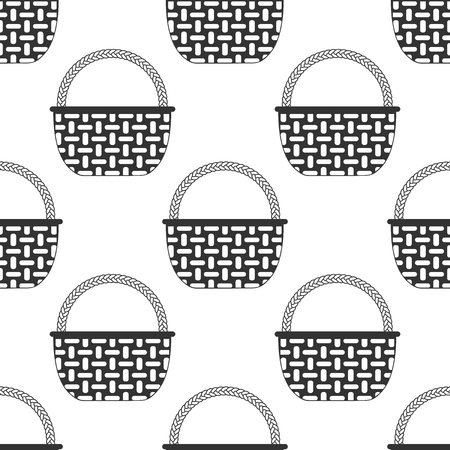 Wicker basket icon seamless pattern on white background. Flat design. Vector Illustrationのイラスト素材