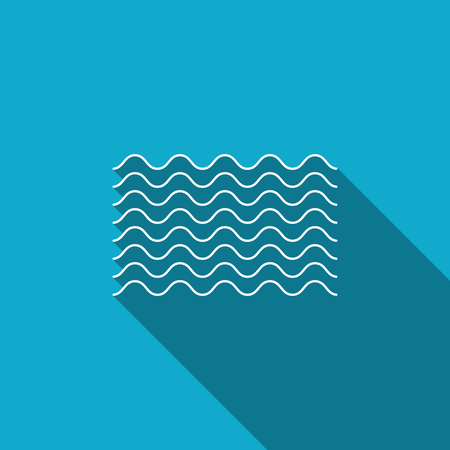 Waves icon isolated with long shadow. Flat design. Vector Illustrationのイラスト素材
