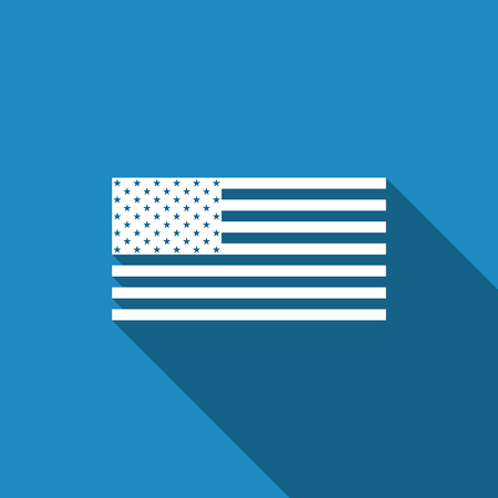 American flag icon isolated with long shadow. Flag of USA. Flat design. Vector Illustrationのイラスト素材