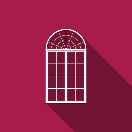 Window icon isolated with long shadow. Flat design. Vector Illustrationのイラスト素材