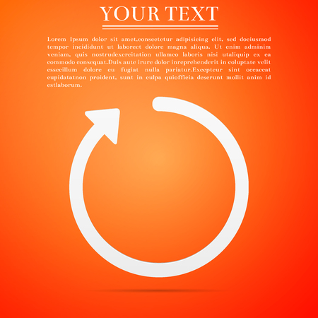 Refresh icon isolated on orange background. Flat design. Vector Illustrationのイラスト素材
