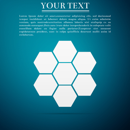 Honeycomb sign icon isolated on blue background. Honey cells symbol. Sweet natural food. Flat design. Vector Illustrationのイラスト素材