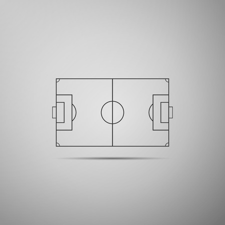 Football field or soccer field icon isolated on grey background. Flat design. Vector Illustrationのイラスト素材