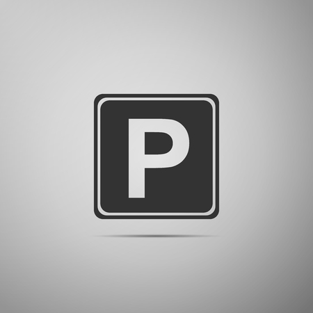 Parking sign icon isolated on grey background. Street road sign. Flat design. Vector Illustrationのイラスト素材