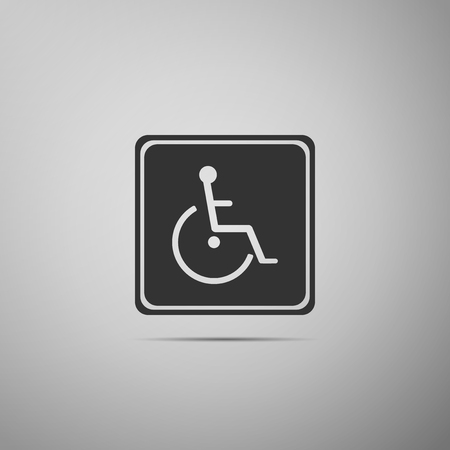 Disabled handicap icon isolated on grey background. Wheelchair handicap sign. Flat design. Vector Illustrationのイラスト素材