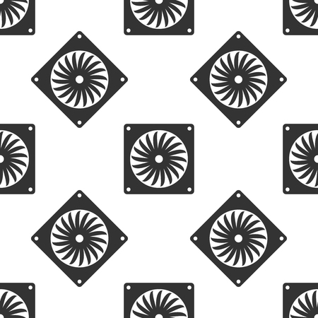 Computer cooler icon seamless pattern on white background. PC hardware fan. Flat design. Vector Illustrationのイラスト素材
