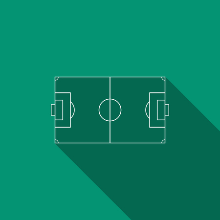 Football field or soccer field icon isolated with long shadow. Flat design. Vector Illustrationのイラスト素材