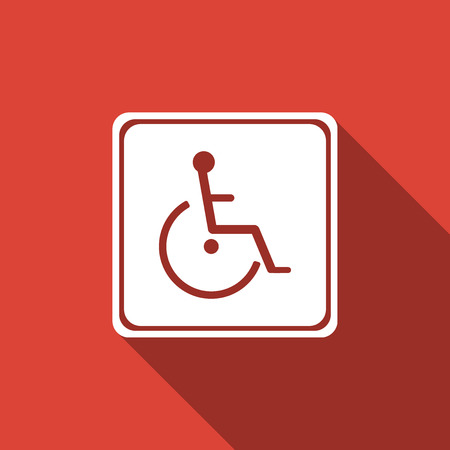 Disabled handicap icon isolated with long shadow. Wheelchair handicap sign. Flat design  Vector Illustrationのイラスト素材