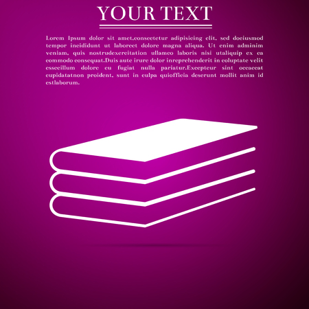 Books icon isolated on purple background. Flat design. Vector Illustrationのイラスト素材