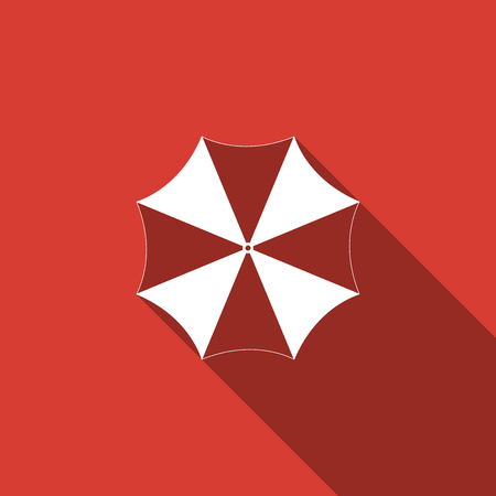 Sun protective umbrella beach icon with long shadow.のイラスト素材