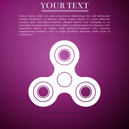 Fidget spinner icon isolated on purple background. Stress relieving toy. Trendy hand spinner. Flat design. Vector Illustrationのイラスト素材