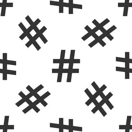 Hashtag icon seamless pattern on white background. Social media symbol. Modern UI website navigation. Flat design. Vector Illustrationのイラスト素材