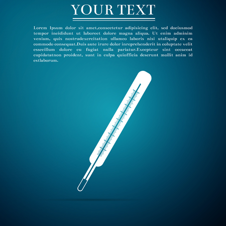 Medical thermometer icon isolated on blue background. Flat design. Vector Illustrationのイラスト素材