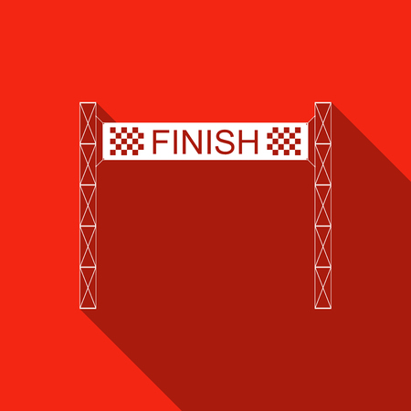 Ribbon in finishing line icon isolated with long shadow. Symbol of finish line. Sport symbol or business concept. Flat design. Vector Illustrationのイラスト素材