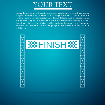 Ribbon in finishing line icon isolated on blue background. Symbol of finish line. Sport symbol or business concept. Flat design. Vector Illustrationのイラスト素材