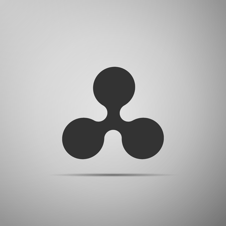 Cryptocurrency coin Ripple XRP icon isolated on grey background. Physical bit coin. Digital currency. Altcoin symbol. Blockchain based secure crypto currency. Flat design. Vector Illustrationのイラスト素材