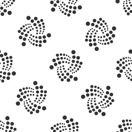 Cryptocurrency coin IOTA MIOTA icon seamless pattern on white background. Physical bit coin. Digital currency. Altcoin symbol. Blockchain based secure crypto currency. Flat design. Vector Illustrationのイラスト素材