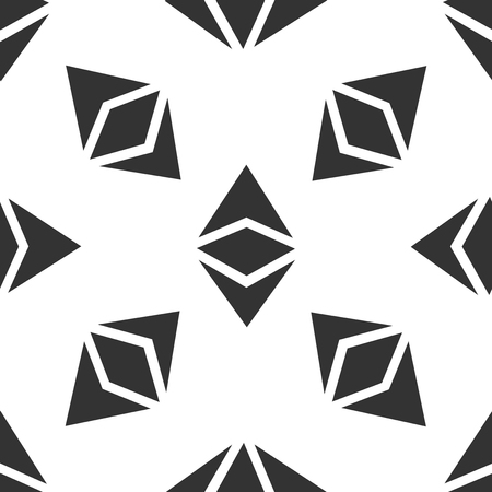 Cryptocurrency coin Ethereum classic ETC icon seamless pattern on white background. Physical bit coin. Digital currency. Altcoin symbol. Blockchain based secure cryptocurrency. Vector Illustrationのイラスト素材