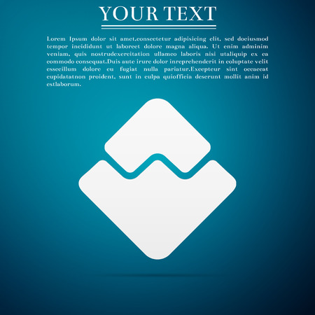 Cryptocurrency coin Waves icon isolated on blue background. Physical bit coin. Digital currency. Altcoin symbol. Blockchain based secure crypto currency. Flat design. Vector Illustrationのイラスト素材