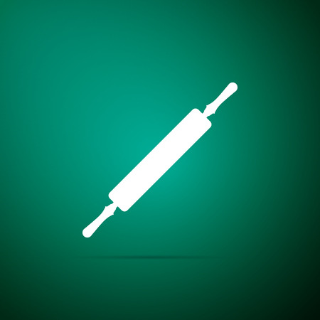 Rolling pin icon isolated on green background. Flat design. Vector Illustrationのイラスト素材