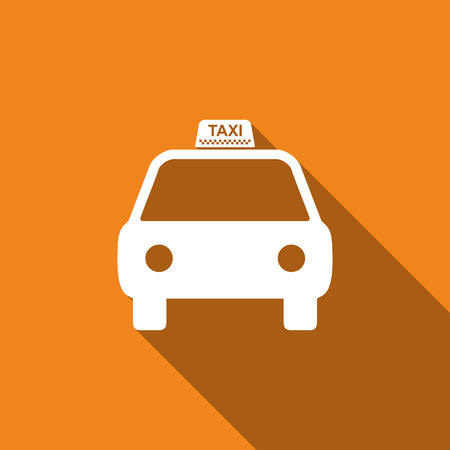 Taxi car icon isolated with long shadow. Flat design. Vector Illustrationのイラスト素材