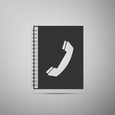 Phone book icon isolated on grey background. Address book. Telephone directory. Flat design. Vector Illustrationのイラスト素材