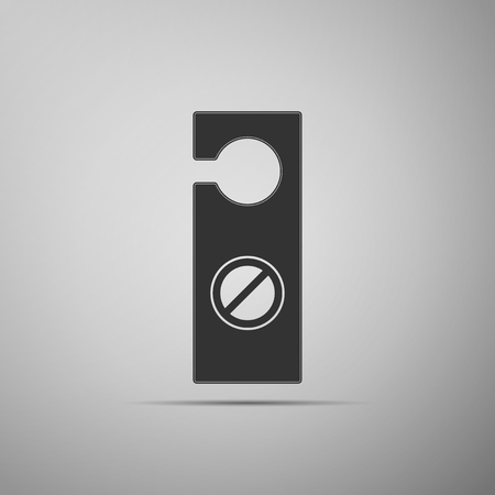 Please do not disturb icon isolated on grey background. Hotel Door Hanger Tags. Flat design. Vector Illustrationのイラスト素材