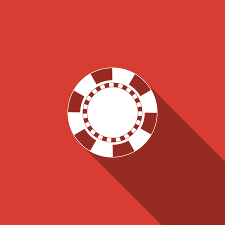 Casino chip icon isolated with long shadow. Flat design. Vector Illustrationのイラスト素材